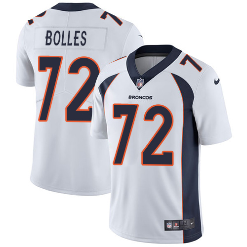 2019 men Denver Broncos 72 Bolles white Nike Vapor Untouchable Limited NFL Jersey
